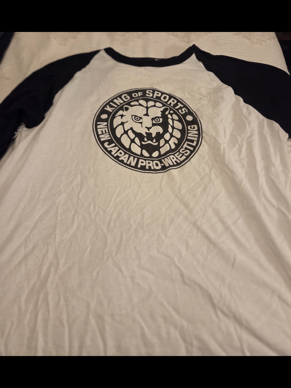Rare New Japan Pro Wrestling Black & White Raglan Long Sleeve Tee